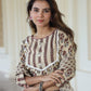 Off white handblock printed cotton lehenga