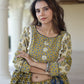 Green handblock printed cotton lehenga