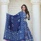 Blue handblock printed cotton lehenga
