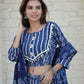 Blue handblock printed cotton lehenga