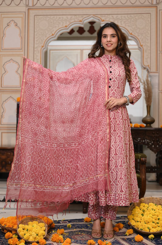 Raha Anarkali Cotton Suit Set