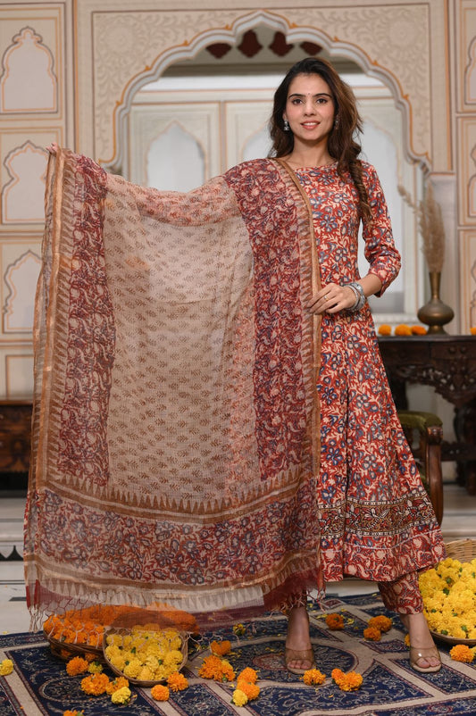 Prisha Anarkali Cotton Suit Set