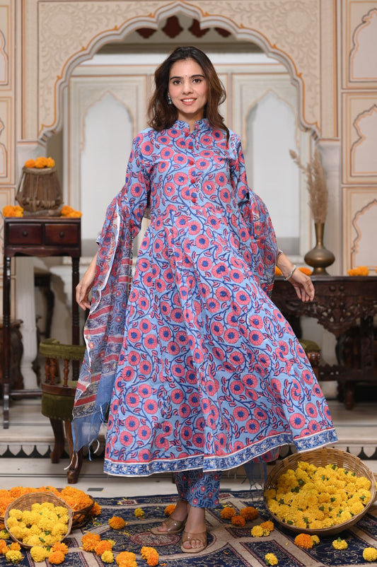 Shibra Anarkali Cotton Suit Set