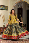 Runali  handblock printed cotton lehenga