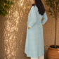 Sky Blue Handloom Cotton Kurta Pant Set | Woven Co-ord | Kantha India