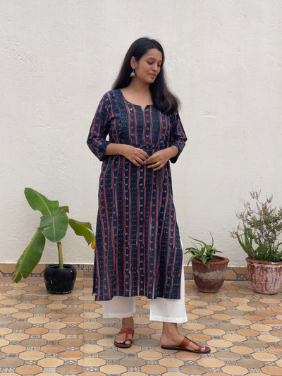 Aneri Akola Hand Block Printed Cotton Kurta | Plus Size 3XL | Kantha India