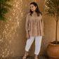Beige Hand Block Printed Cotton Short Top