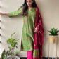 Green pink Shibori chanderi suit set