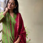 Green pink Shibori chanderi suit set