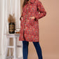 Red Floral Hand Block Printed Cotton Quilted Jacket