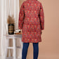 Red Floral Hand Block Printed Cotton Quilted Jacket