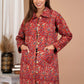 Red Floral Hand Block Printed Cotton Quilted Jacket