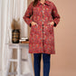Red Floral Hand Block Printed Cotton Quilted Jacket
