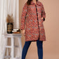 Red Block Printed Cotton Quilted Jacket