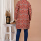 Red Block Printed Cotton Quilted Jacket