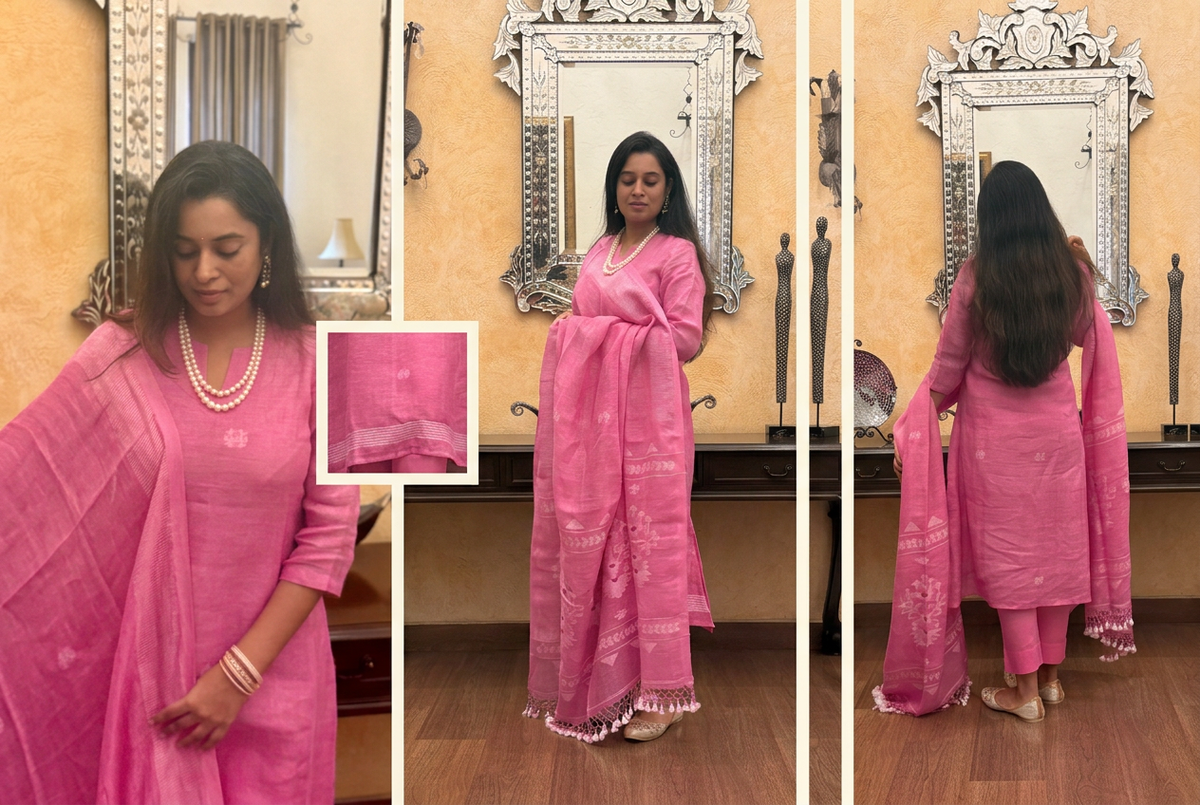 Rose Pink Jamdani multi-photo editorial banner