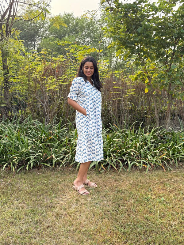 Cotton White hand Printed dresses