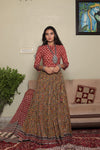 Earthy bagru hand block printed cotton lehenga