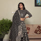 Natural grey bagru hand block printed cotton lehenga