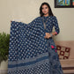 Indigo hand block printed cotton lehenga