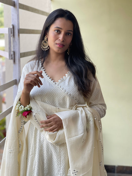 Rooh Angrakha off-white Suit set of 3