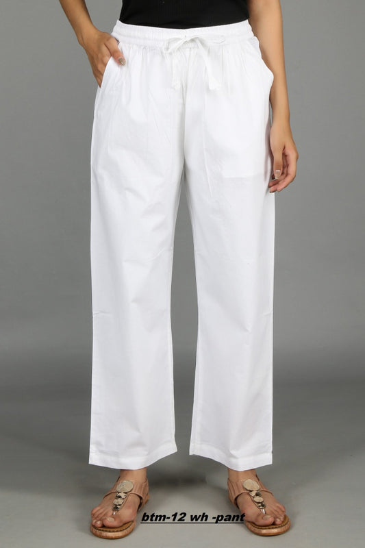 Both side elastic white straight Pant